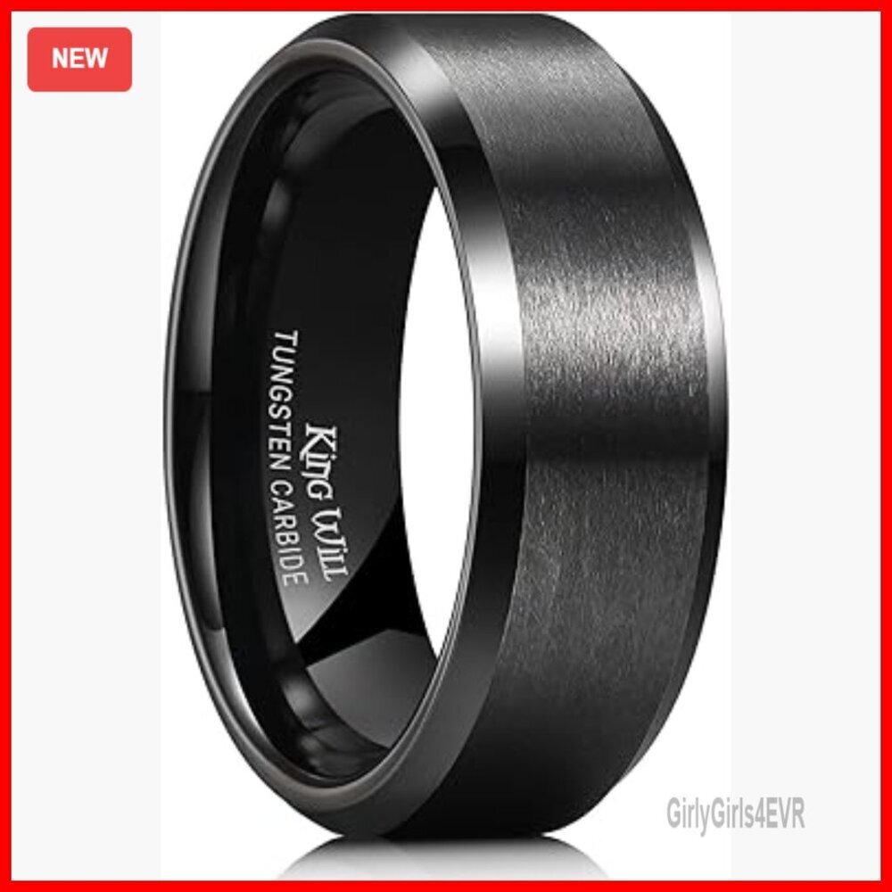 Tungsten Men's Wedding Ring 6mm-10mm Matte Beveled Edge Comfort Fit